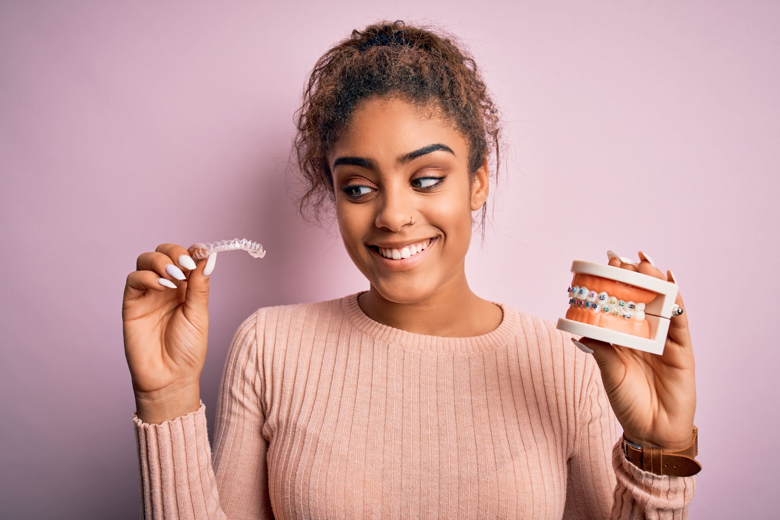 Invisible teeth aligners vs brackets