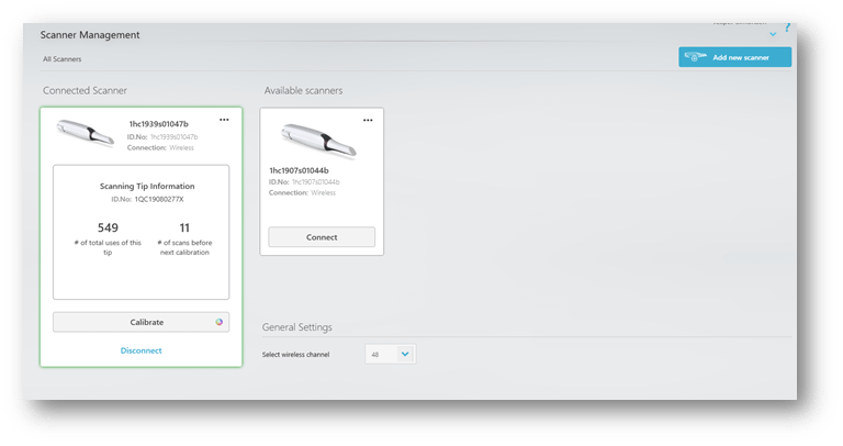 Improved scanner setup for TRIOS